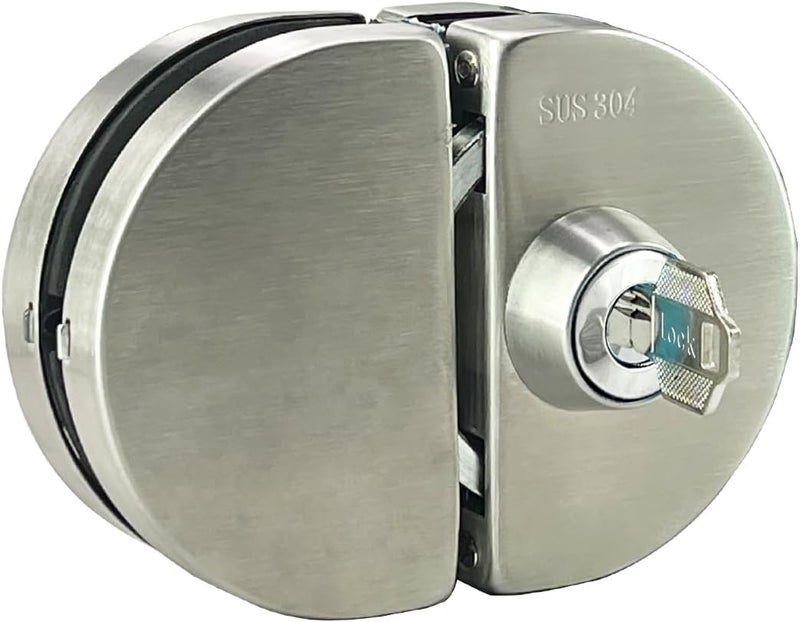 KS Hardware Stainless Steel 304 Grade Anti-Theft Security Double or Single Glass Door Lock with Keys Suitable for 10mm-12mm Glass Thickness - No Drill Holes Needed (Satin Brushed) - Image 3
